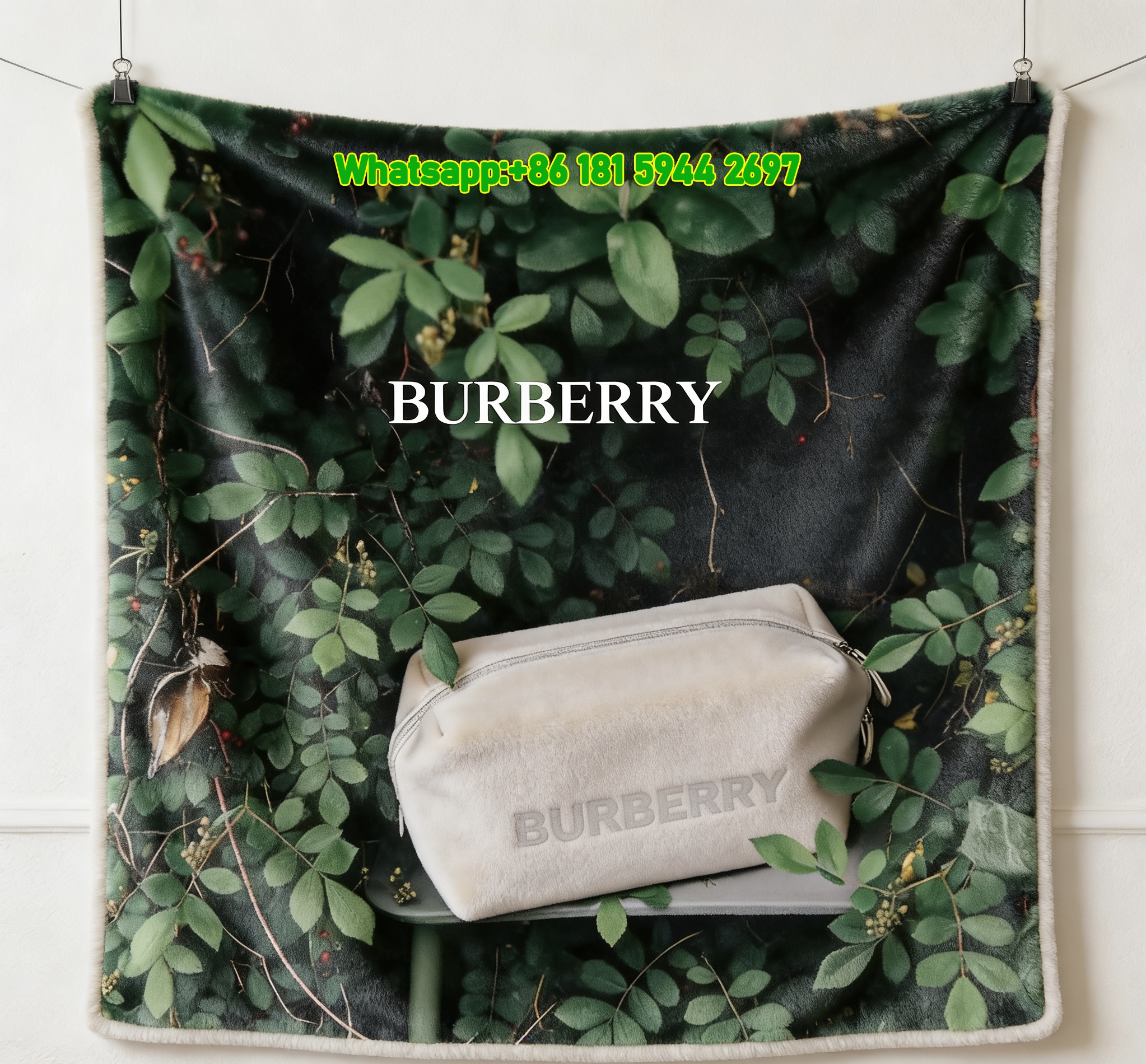 Burberry Bag In Greenery Print Flannel Sofa Throw Blanket B238